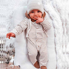 Baby Striped Hooded Romper