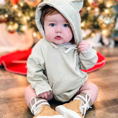 Baby Cute Bear Ears Hooded Bodysuit