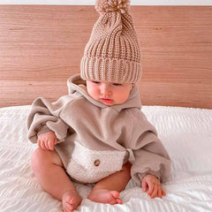 Solid baby hooded Romper