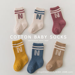 Newborn Boys and Girls Baby Class A Cotton New Spring and Autumn Mid-tube Socks