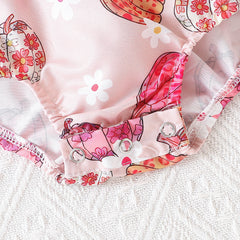 Baby Cartoon Pumpkin Flying Sleeve Triangle Climbing Suit Headwear