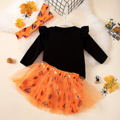 Baby Party Dress Cartoon Pumpkin Witch Hat Hatshirt Skirt suit