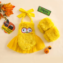 Baby's two-piece plush cute climbing gloves