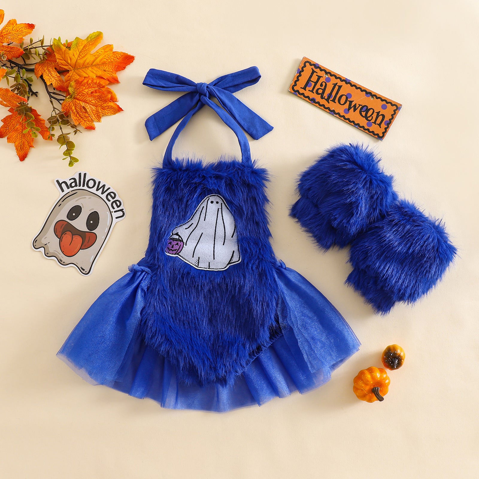 Baby's two-piece plush cute climbing gloves