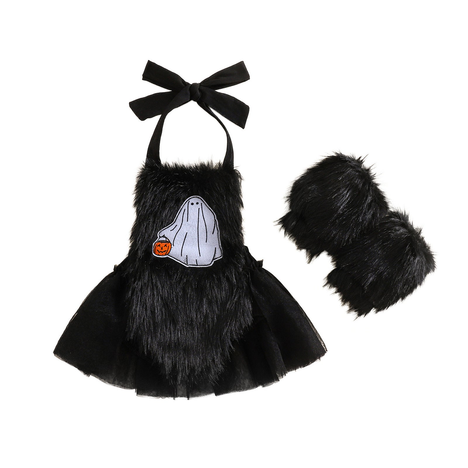 Baby's two-piece plush cute climbing gloves