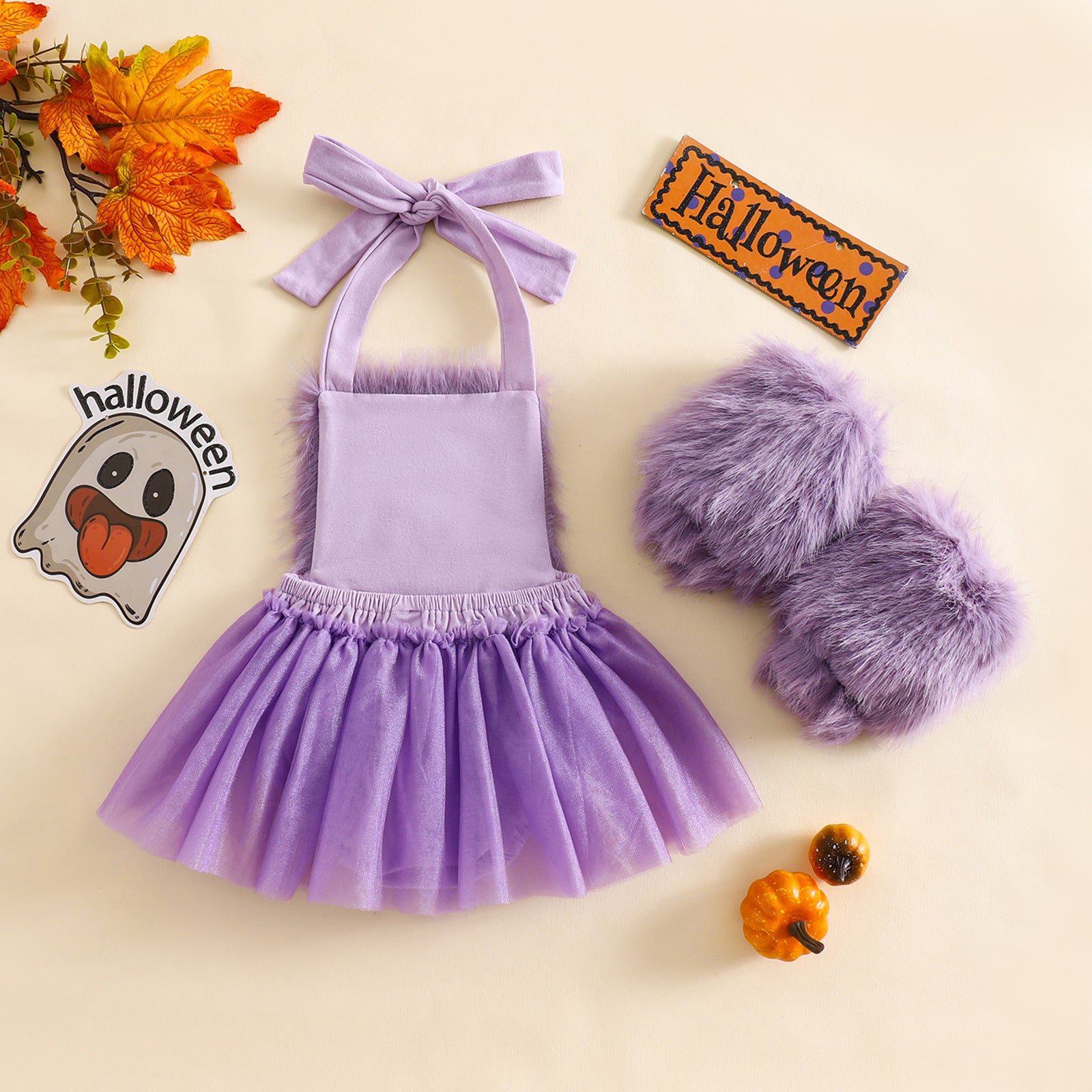 Baby's two-piece plush cute climbing gloves