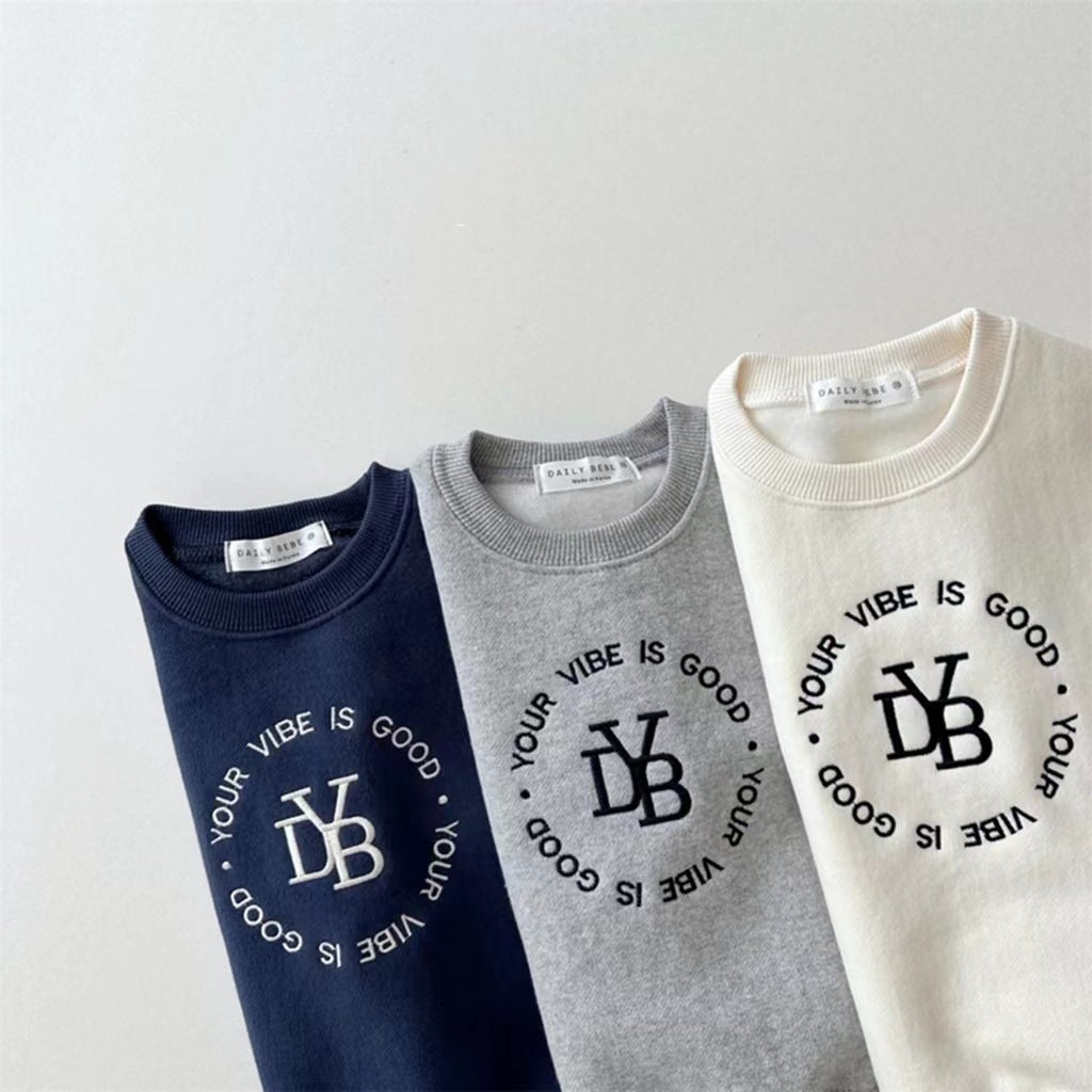 Autumn and Winter Printed fleece-lined Sweater for Boys and Girls