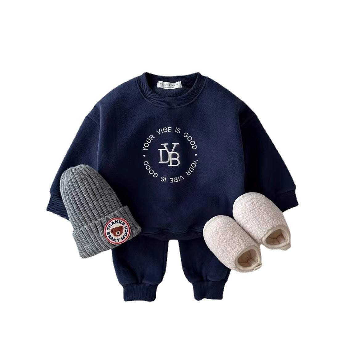 Autumn and Winter Printed fleece-lined Sweater for Boys and Girls