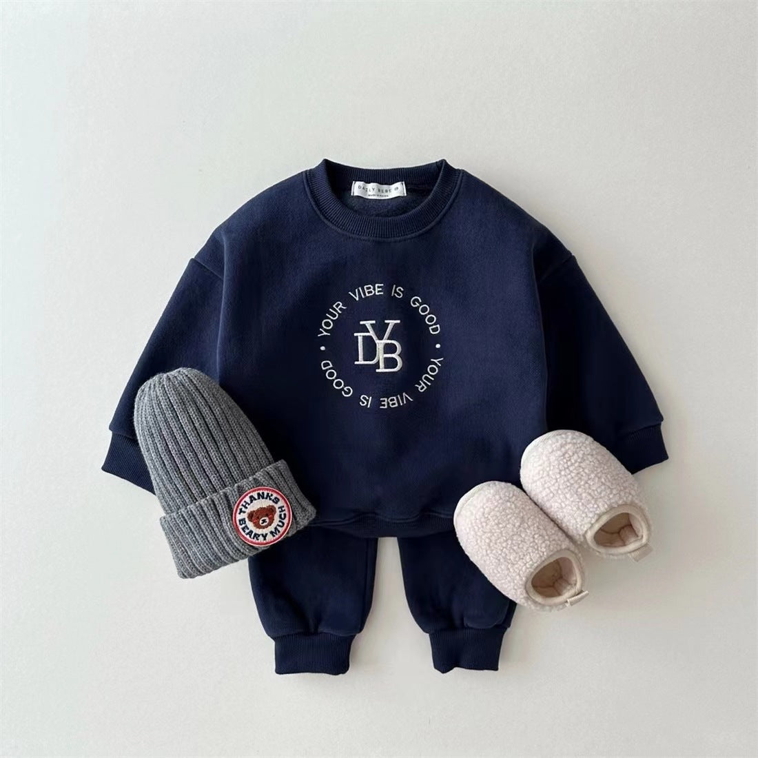 Autumn and Winter Printed fleece-lined Sweater for Boys and Girls