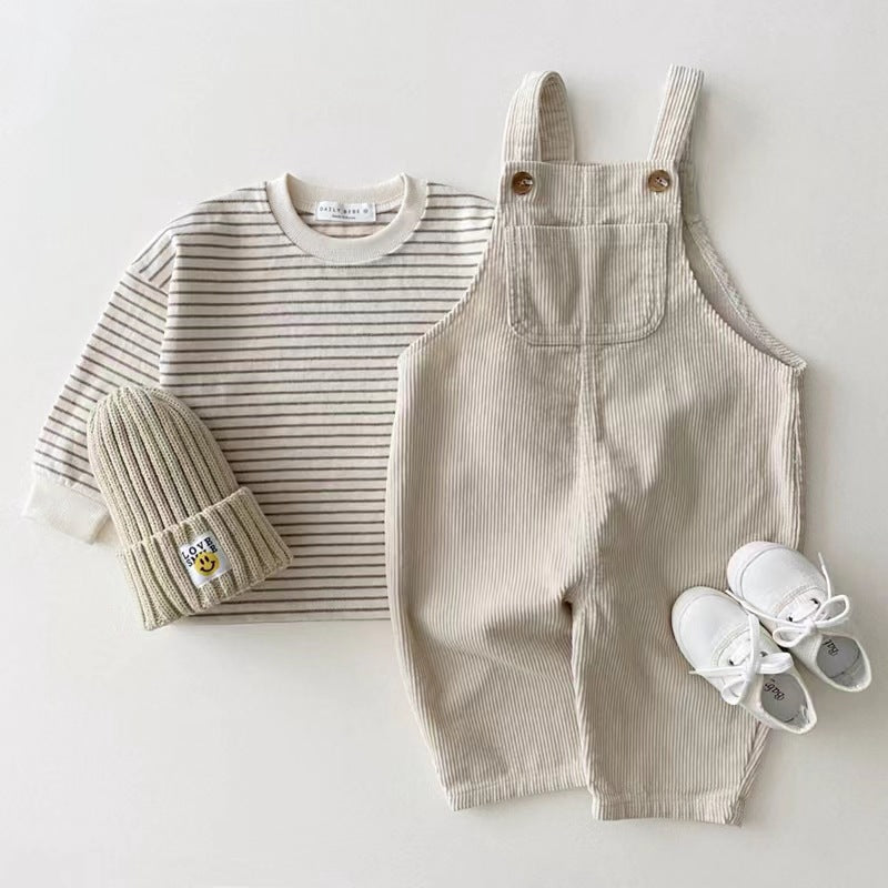 Children's clothing autumn and winter floral Denim strap pants