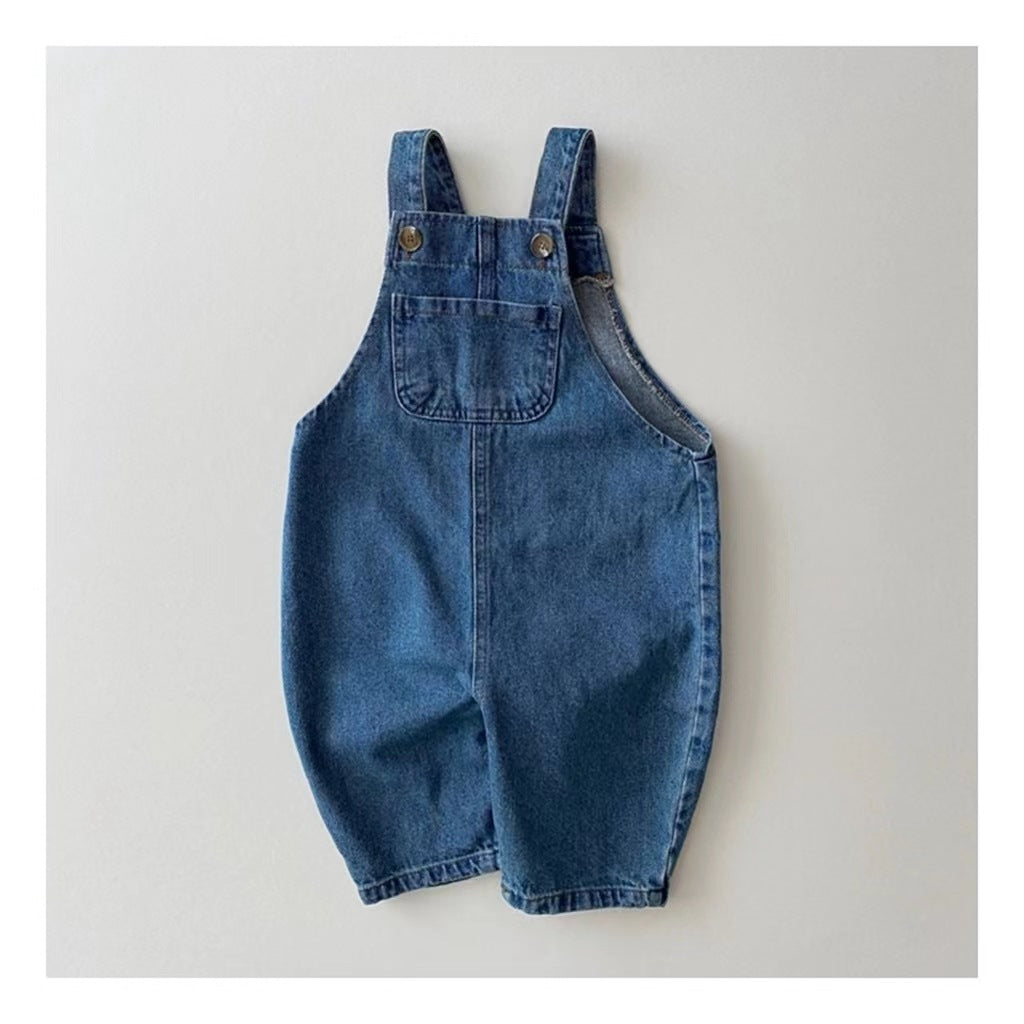 Children's clothing autumn and winter floral Denim strap pants