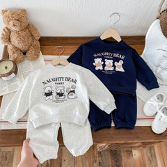 Bear Casual Sweatshirt Pants Two-piece Suit