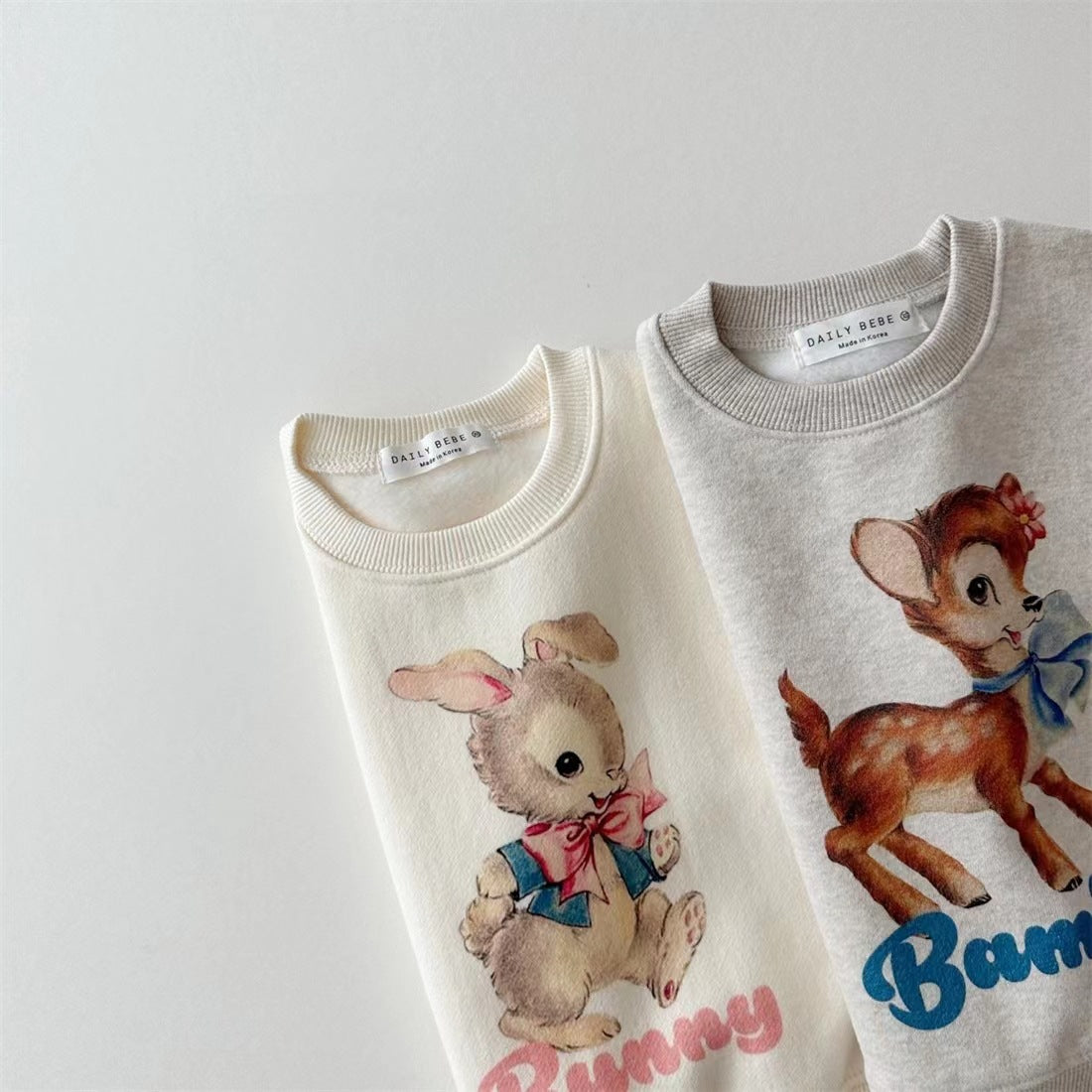 Cute cartoon fleece-lined sweater sports suit two-piece suit