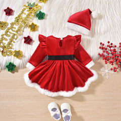 Baby Girl Cute Christmas Party Dress Maomao Stitching Hami Dress