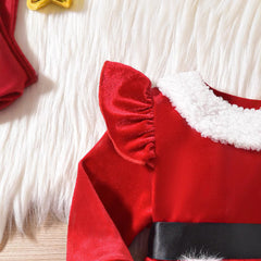 Baby Girl Cute Christmas Party Dress Maomao Stitching Hami Dress