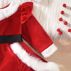 Baby Girl Cute Christmas Party Dress Maomao Stitching Hami Dress