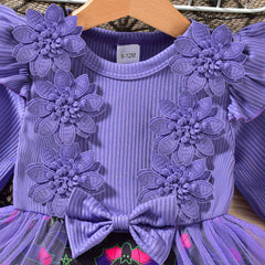 Baby Girl Halloween Party Dress Pit Strip Stitching Mesh Dress