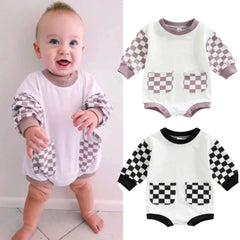 Baby Plaid Round Neck Bodysuit