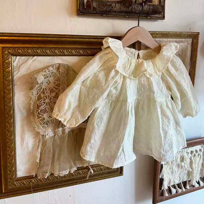 Baby Lotus Leaf Collar Shirt Skirt