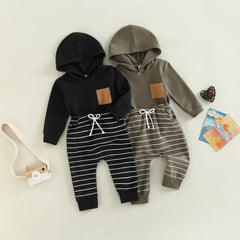 2-Piece Baby Stripe Hoodie Print Set