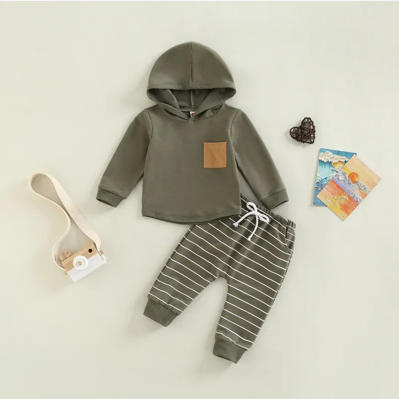 2-Piece Baby Stripe Hoodie Print Set