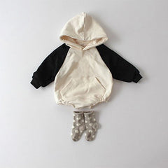 Baby Splicing Sleeve Hooded Bodysuit