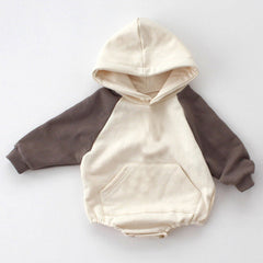 Baby Splicing Sleeve Hooded Bodysuit