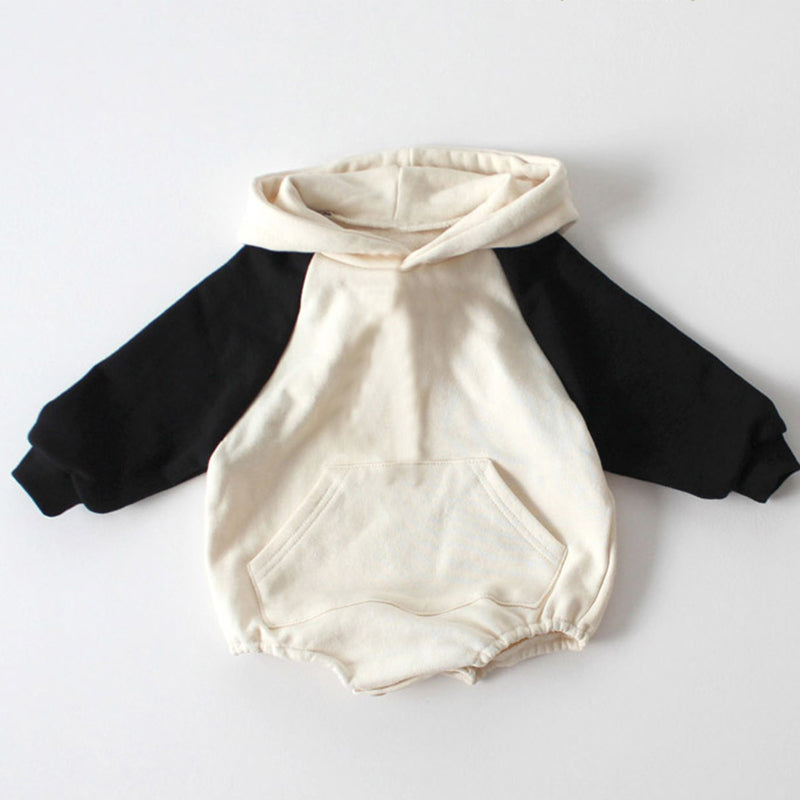 Baby Splicing Sleeve Hooded Bodysuit