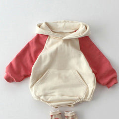 Baby Splicing Sleeve Hooded Bodysuit