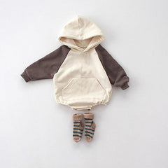 Baby Splicing Sleeve Hooded Bodysuit