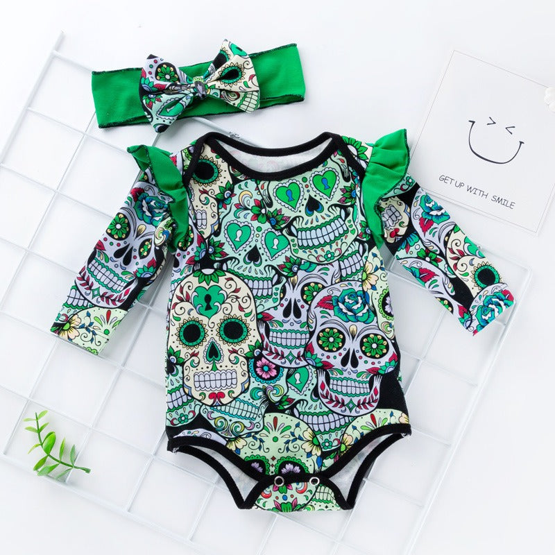 Baby Halloween Skull Print Romper