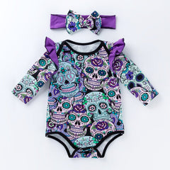 Baby Halloween Skull Print Romper