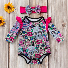Baby Halloween Skull Print Romper