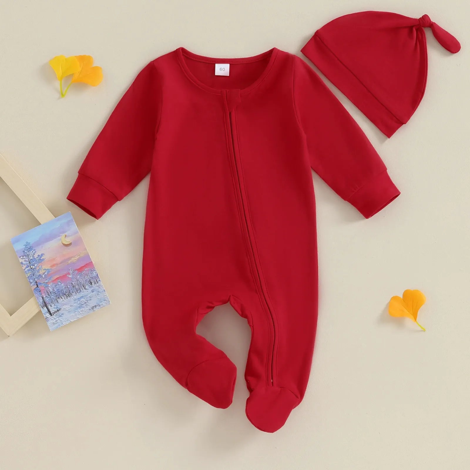 Infant Solid-Color Footed Crawling Suits