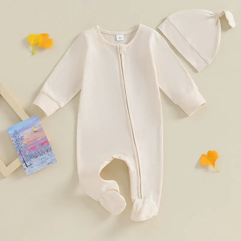 Infant Solid-Color Footed Crawling Suits