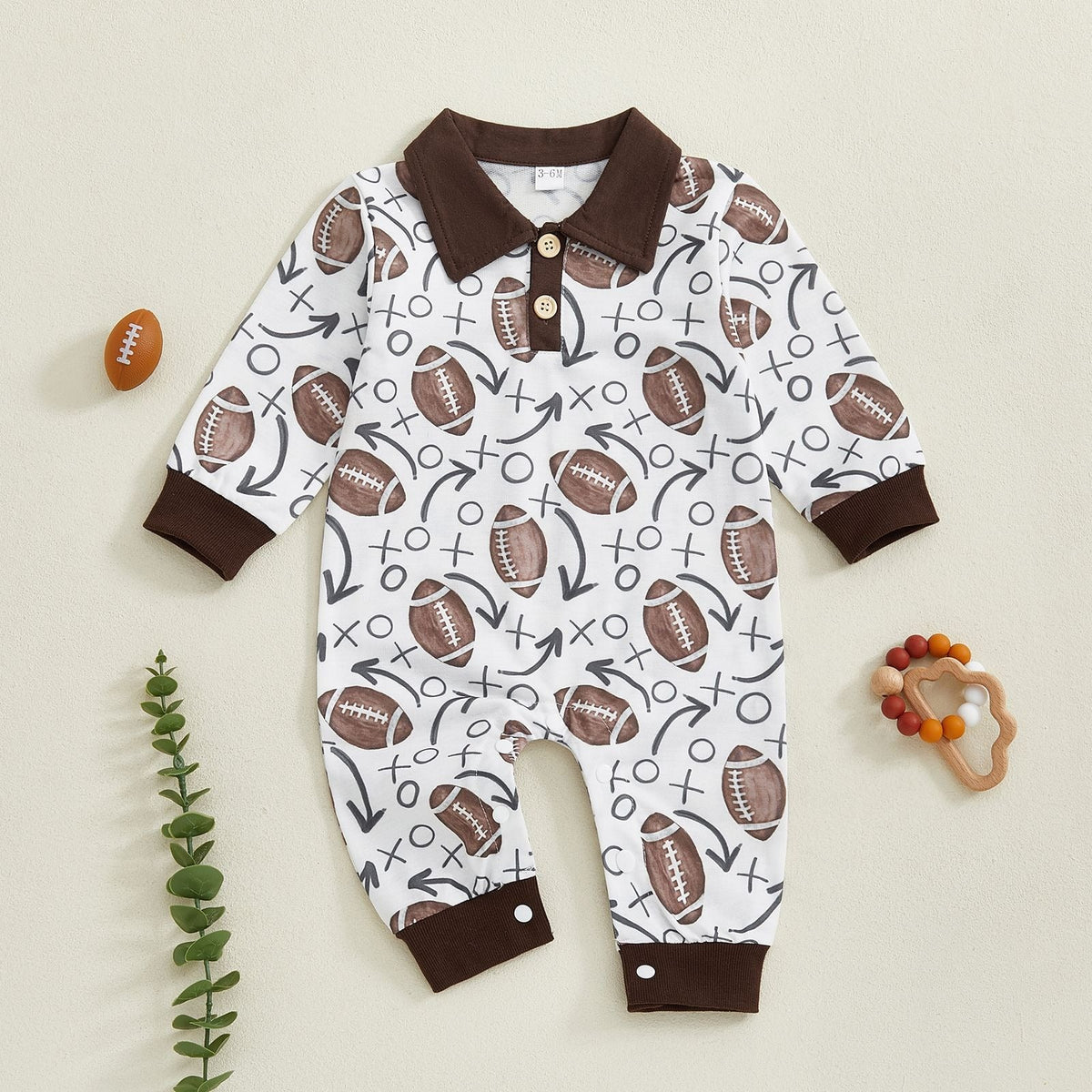 Baby Rugby Polo Long Sleeves Print Romper