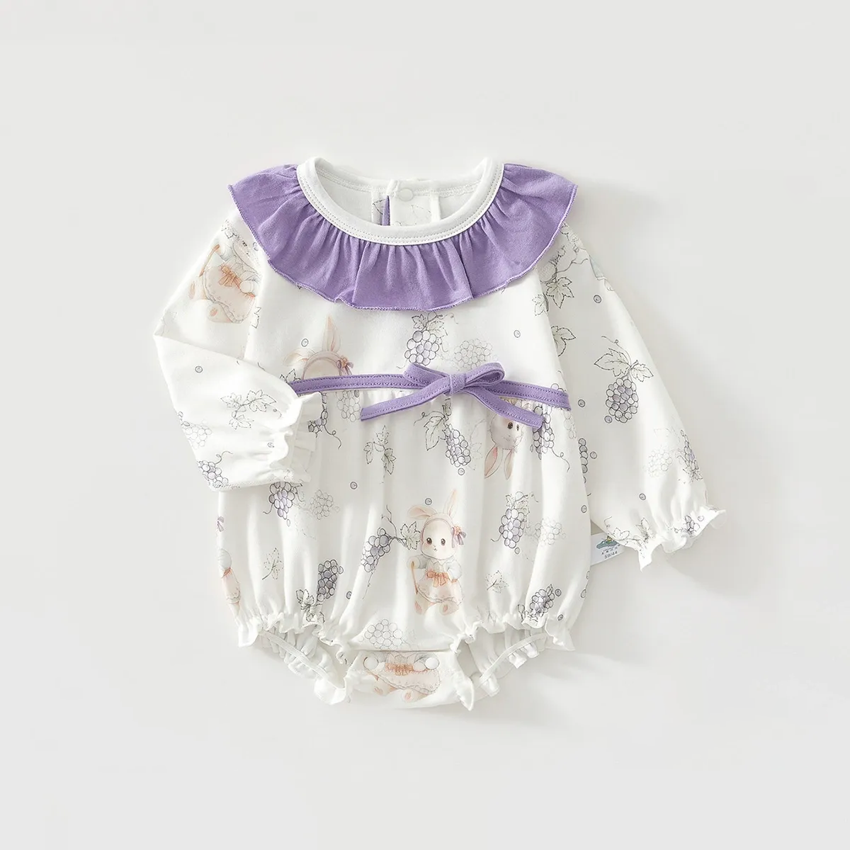 Baby Newborn Bunny Grape Picking Print Romper