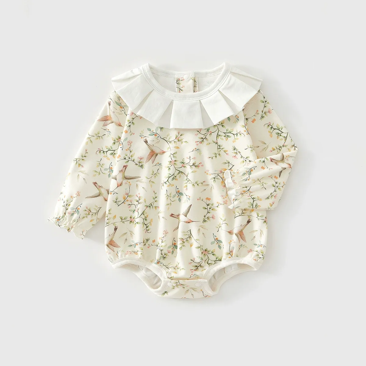 Baby Newborn Birds Amidst Flowers Print Romper