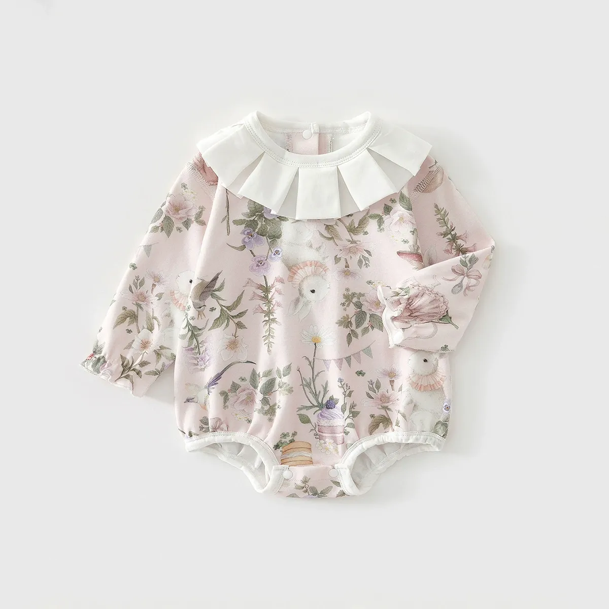 Baby Newborn Fun Friends Among Flower  Print Romper