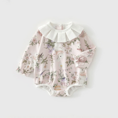 Baby Newborn Fun Friends Among Flower  Print Romper