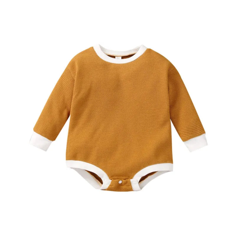 Baby Solid Color Round Neck  Bodysuit
