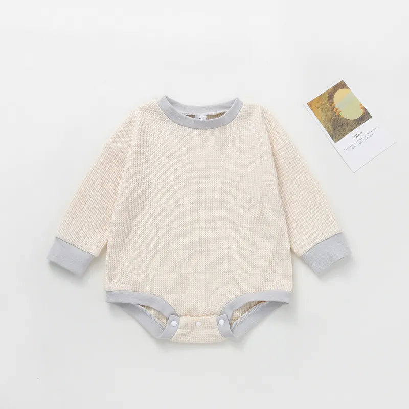 Baby Solid Color Round Neck  Bodysuit