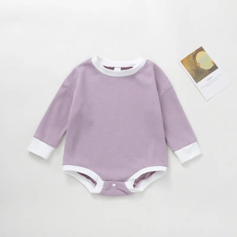 Baby Solid Color Round Neck  Bodysuit