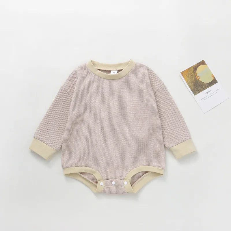 Baby Solid Color Round Neck  Bodysuit