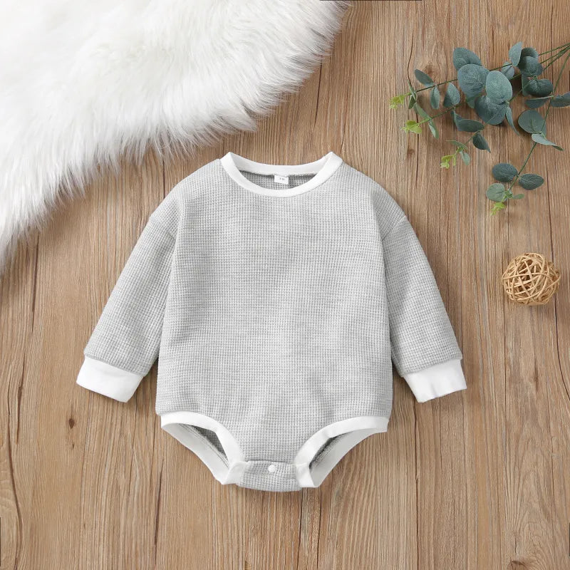 Baby Solid Color Round Neck  Bodysuit