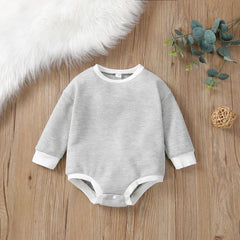 Baby Solid Color Round Neck  Bodysuit