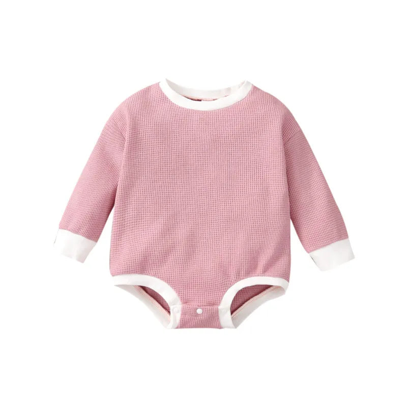 Baby Solid Color Round Neck  Bodysuit