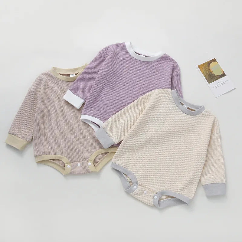 Baby Solid Color Round Neck  Bodysuit