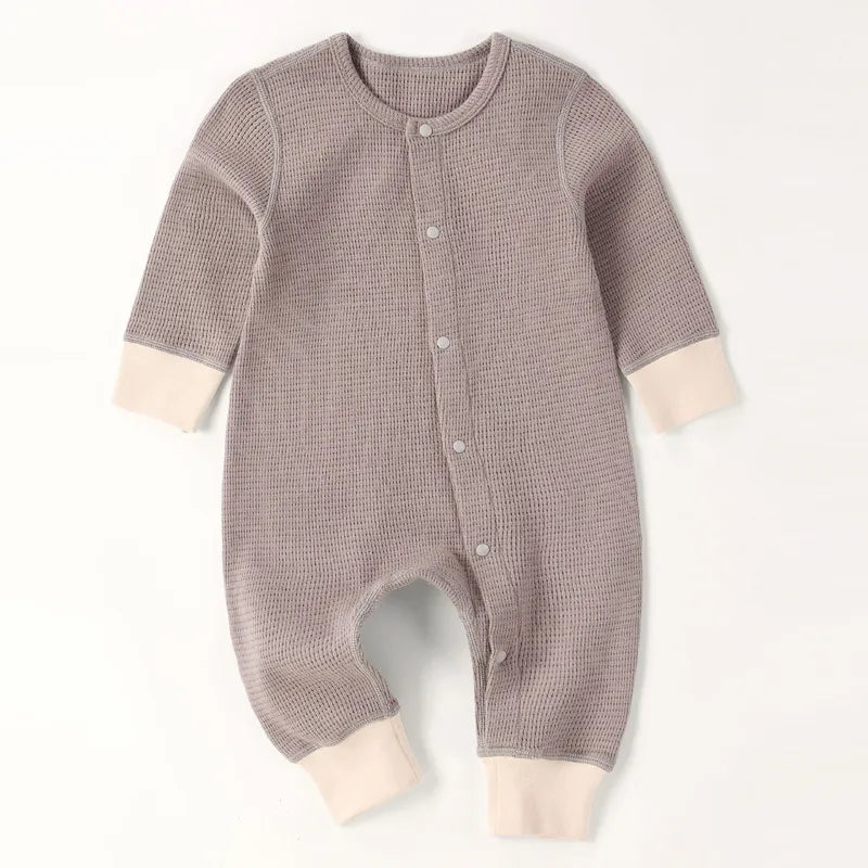 Baby Solid Color Round Neck  Romper