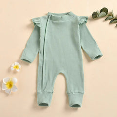 Baby Solid Color Zipper Romper